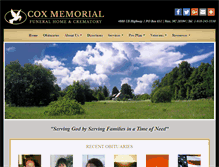 Tablet Screenshot of coxmemorialfuneralhome.com